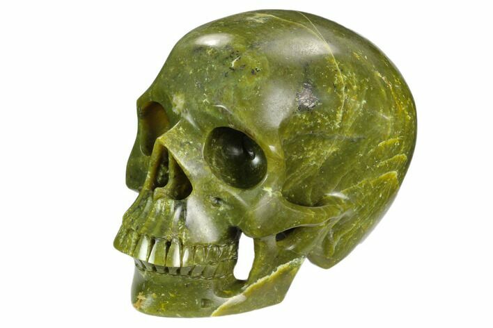 Realistic, Polished Jade (Nephrite) Skull #127589